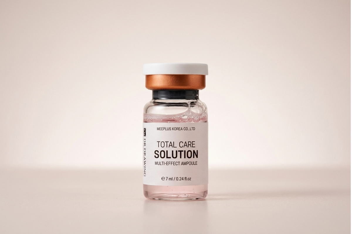 A small glass vial of MesoPlus Korea Co. Ltd.